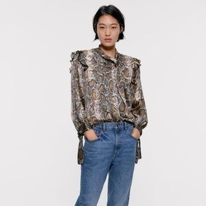 ZARA Snake Print Blouse, Size M